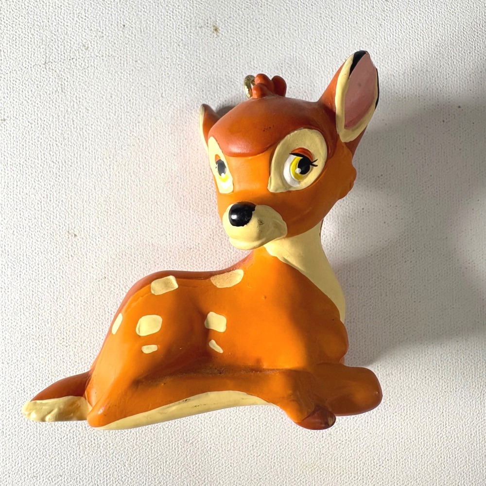Vintage Disney Bambi Christmas Ornament Resting Fawn Deer Brown Figure
